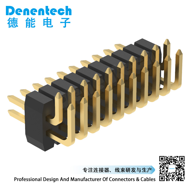 Denentech 1.0mm pin header dual row right angle 